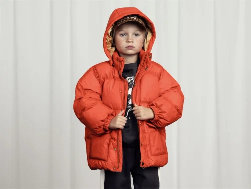 Mini Rodini red heavy hooded puffer vinterjakke